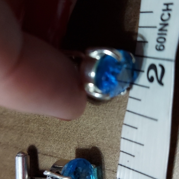 Blue Topaz Sterling Silver Cuff Links - Picture 6 of 7